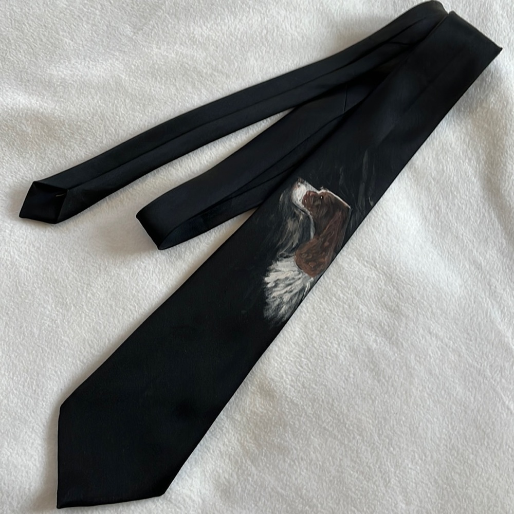 Black hand painted tie